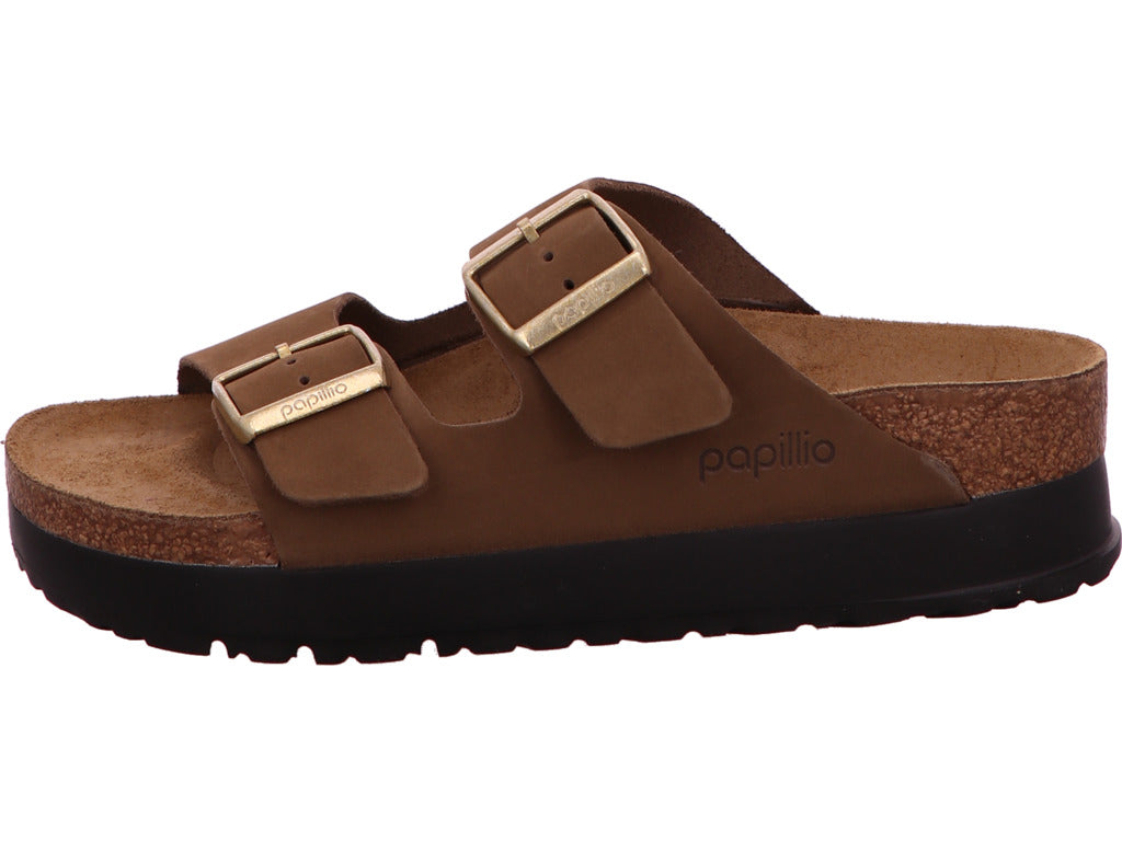 Birkenstock Damen Pantolette Arizona Pap Flex Platform in dunkelbraun