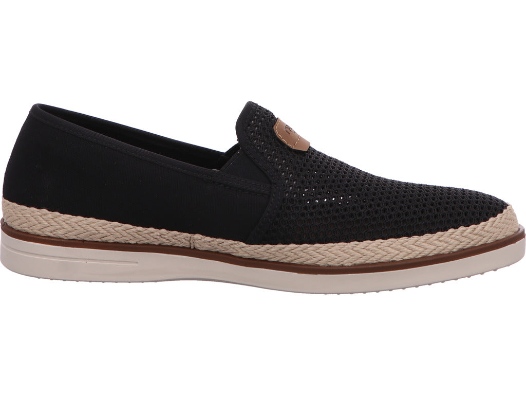 Rieker herenslippers in een combinatie van zwart en meerdere kleuren.