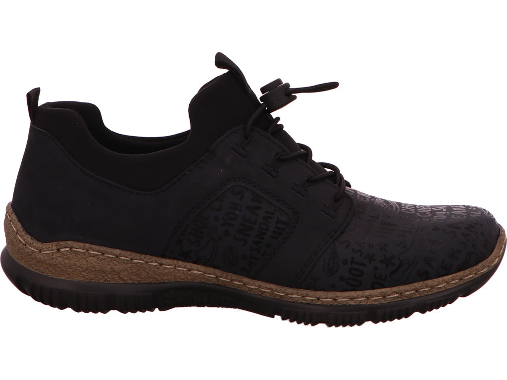 Rieker damesslippers in een blauw-meerkleurige combinatie