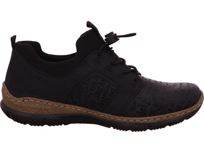 Rieker damesslippers in een blauw-meerkleurige combinatie