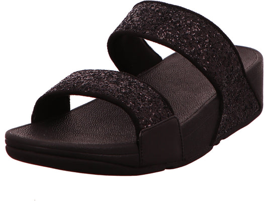 FitFlop Damen Pantolette Lulu Glitter Slides in schwarz