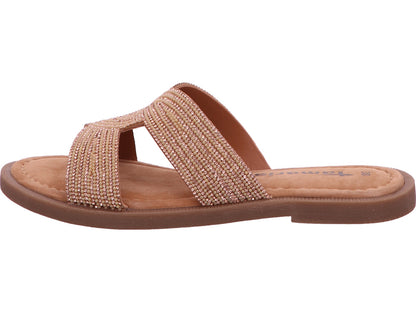 Tamaris Damen Pantolette  in braun-kombiniert