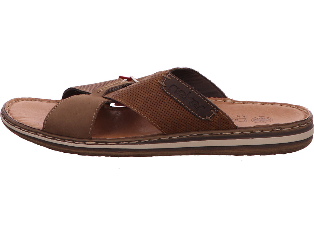 Rieker Herren Pantolette  in braun-kombiniert