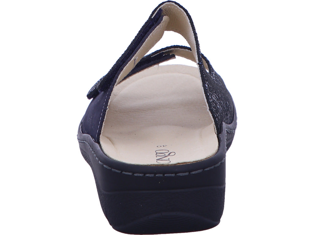 Longo Damen Pantolette  in blau-bunt-kombiniert