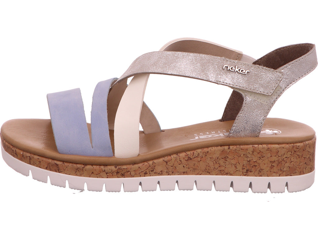 Rieker Damen Sandalette  in blau-bunt-kombiniert