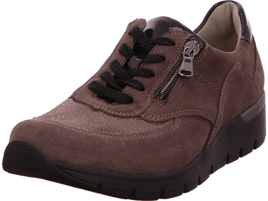 Waldläufer damesschoen met veters K-Ramona in bruin-combinatie