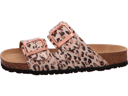 Tamaris Damen Pantolette  in beige-bunt-kombiniert