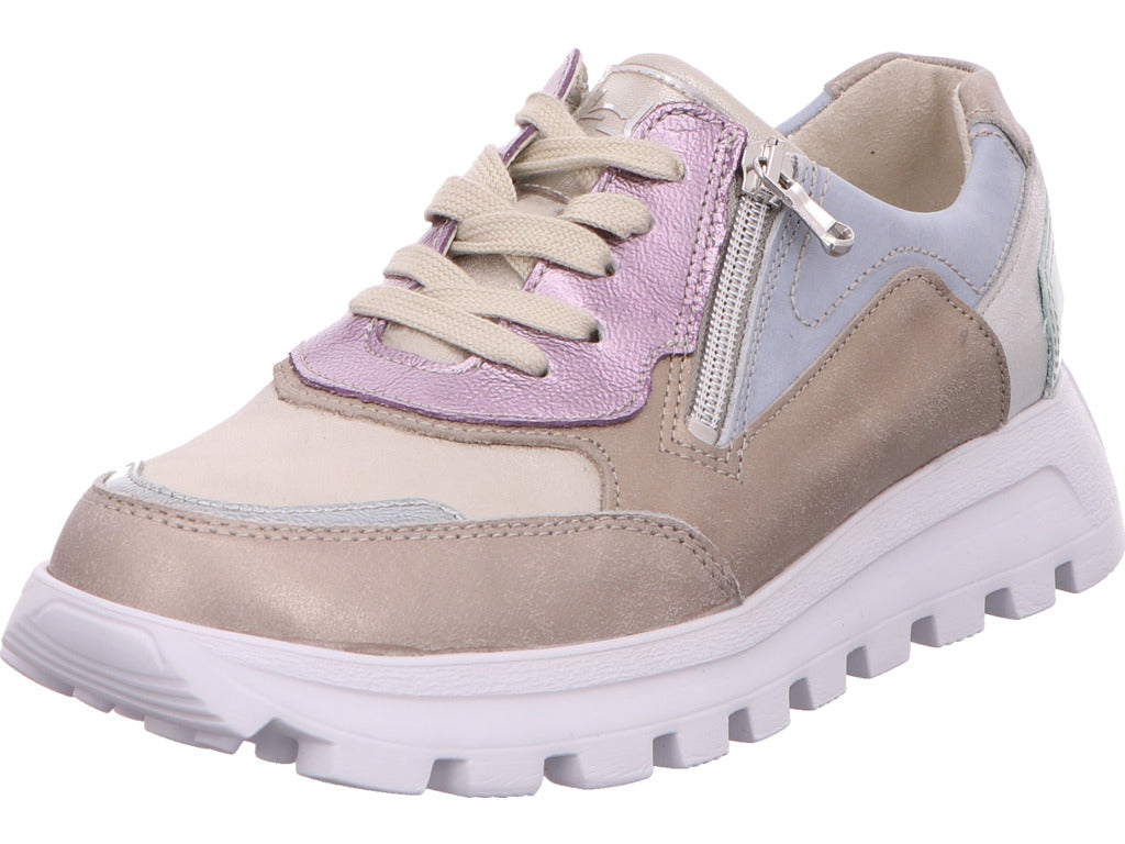 Waldläufer Damen Schnürschuh H-Ajala in grau-bunt-kombiniert