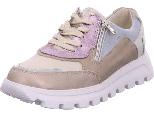 Waldläufer damesschoen met veters H-Ajala in grijs-multicolor combinatie