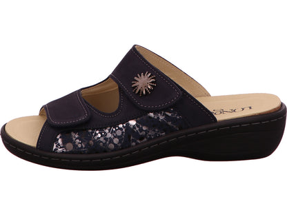 Longo Damen Pantolette  in blau-bunt-kombiniert