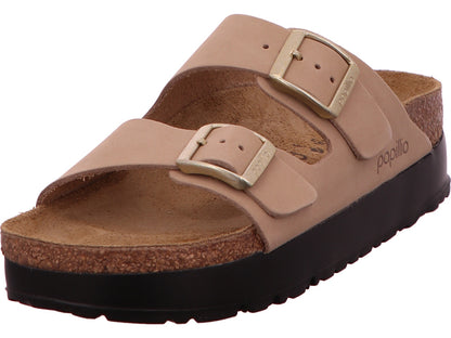 Birkenstock Damen Pantolette Arizona Pap Flex Platform in beige