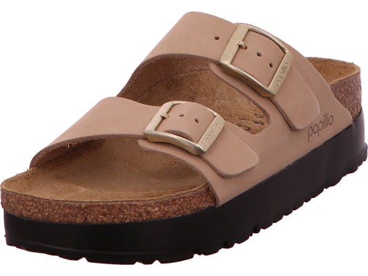 Birkenstock Damen Pantolette Arizona Pap Flex Platform in beige