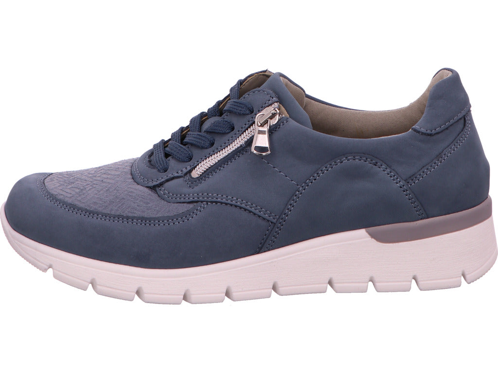 Waldläufer damesschoen met veters K-Ramona in blauw-gecombineerd
