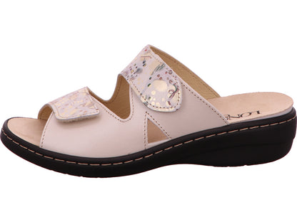 Longo Damen Pantolette  in beige-bunt-kombiniert