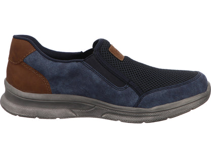 Rieker herenslippers in een blauw-multicolor combinatie