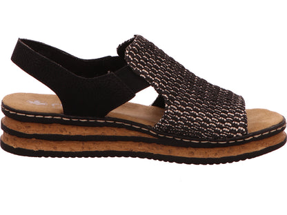 Rieker Damen Sandalette  in schwarz-bunt-kombiniert