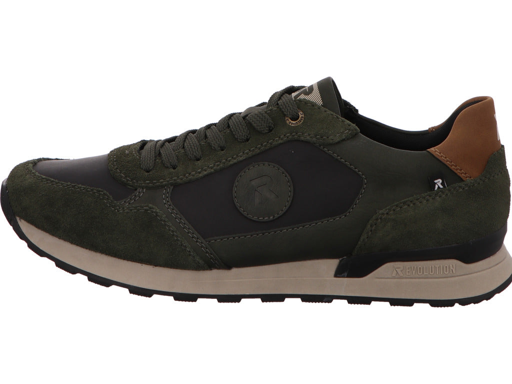 Rieker herensneakers in een groen-multicolor combinatie