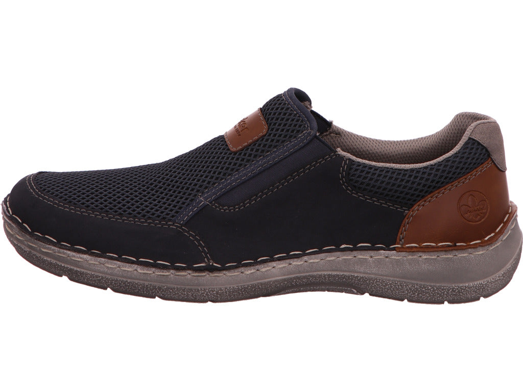 Rieker Herren Slipper  in blau-bunt-kombiniert