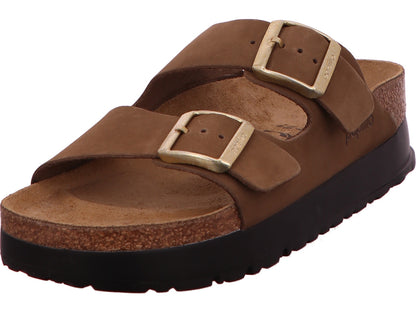 Birkenstock Damen Pantolette Arizona Pap Flex Platform in dunkelbraun