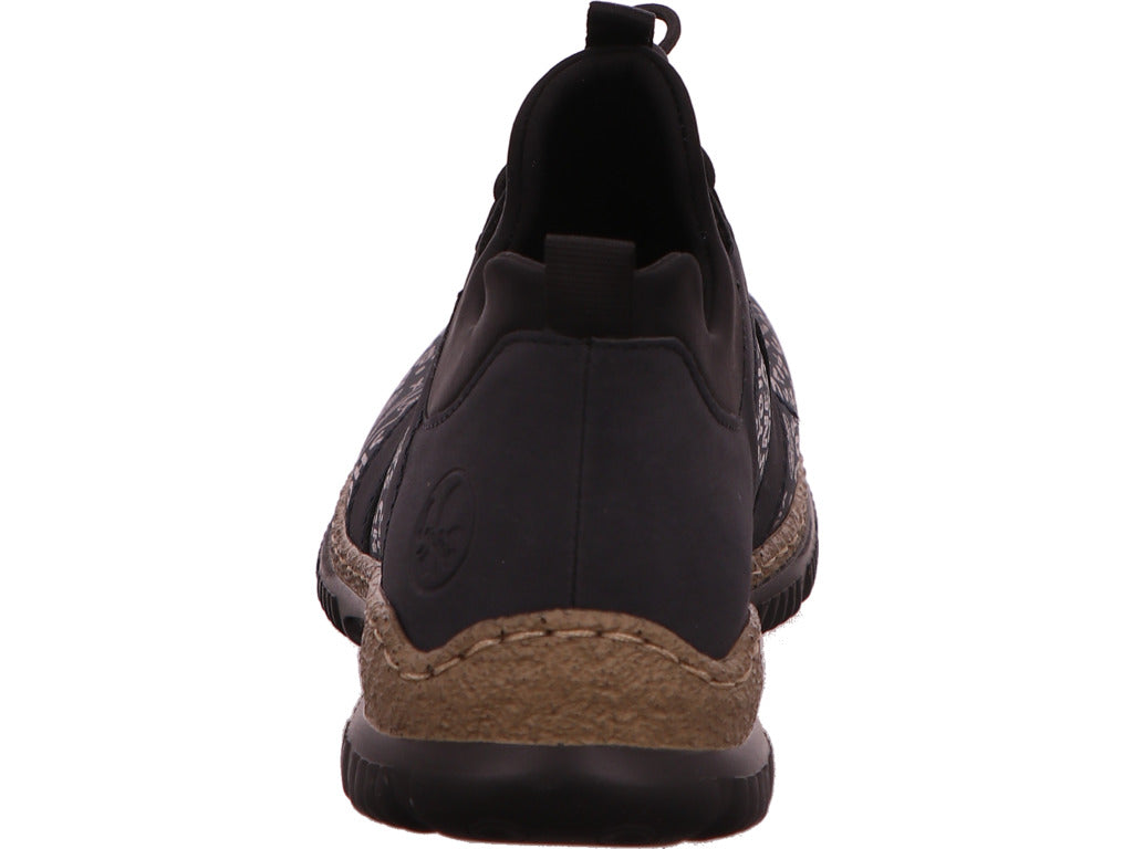 Rieker damesslippers in een blauw-meerkleurige combinatie