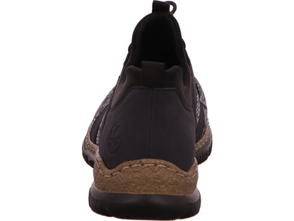 Rieker damesslippers in een blauw-meerkleurige combinatie