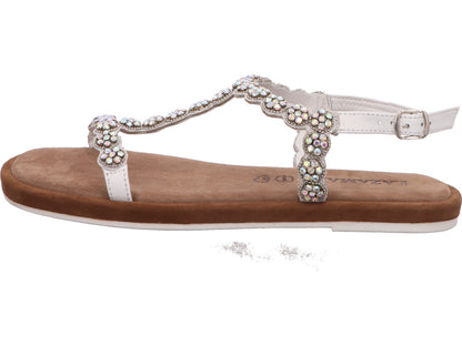 Lazamani Damen Sandalette  in weiß-bunt-kombiniert