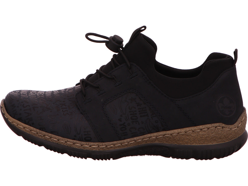 Rieker damesslippers in een blauw-meerkleurige combinatie