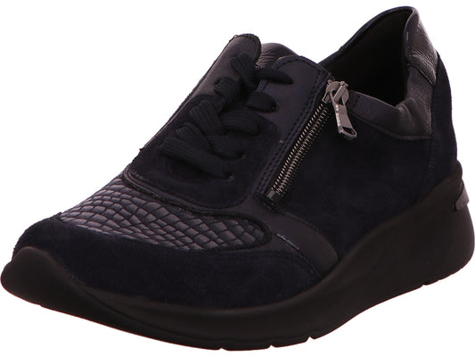 Waldläufer damesschoen met vetersluiting in donkerblauw