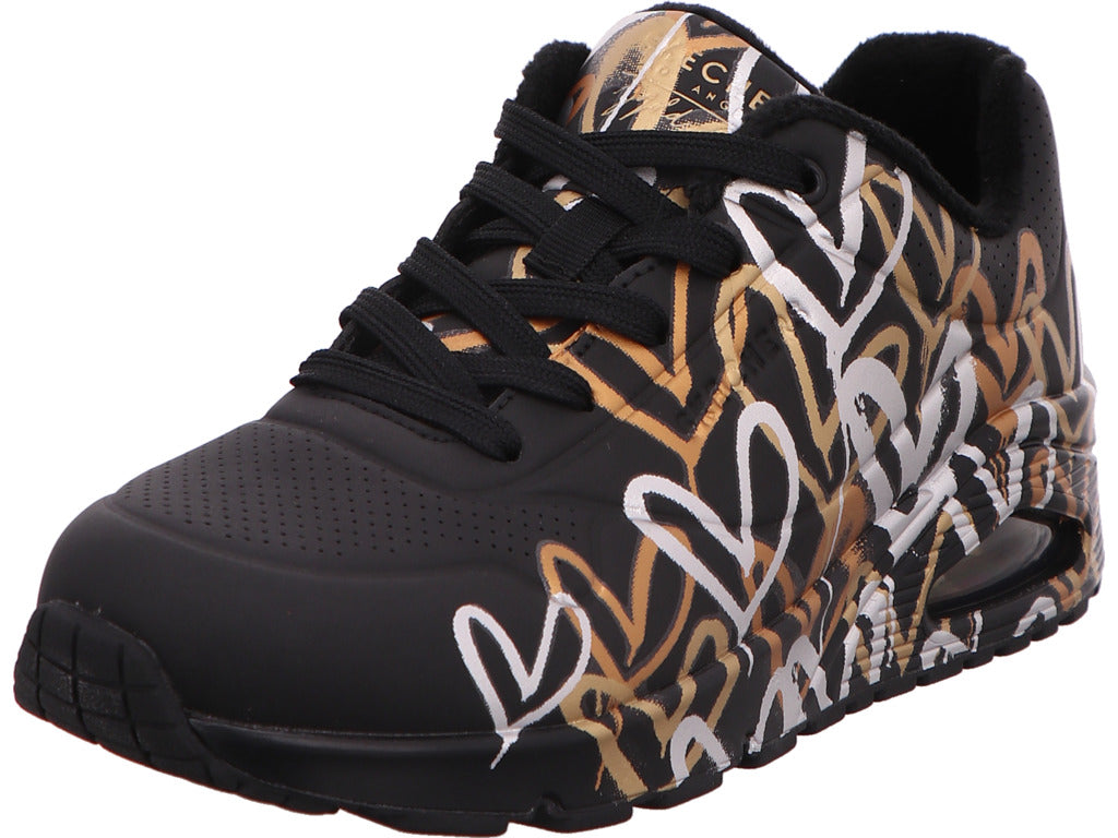 Skechers Damen Sneaker Uno - Metallic Love in schwarz-bunt-kombiniert