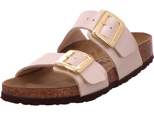 Birkenstock Damen Pantolette Sydney Cushion Buckle in hellbeige