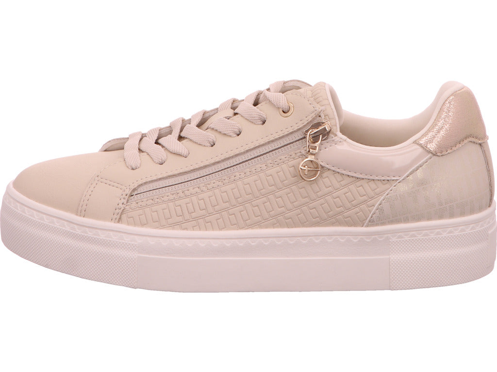 Tamaris Damen Schnürschuh  in beige-bunt-kombiniert