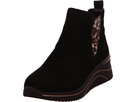 Remonte dameslaarzen in een combinatie van zwart en meerdere kleuren.