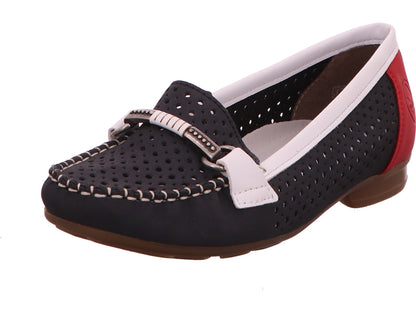 Rieker Damen Slipper  in blau-bunt-kombiniert