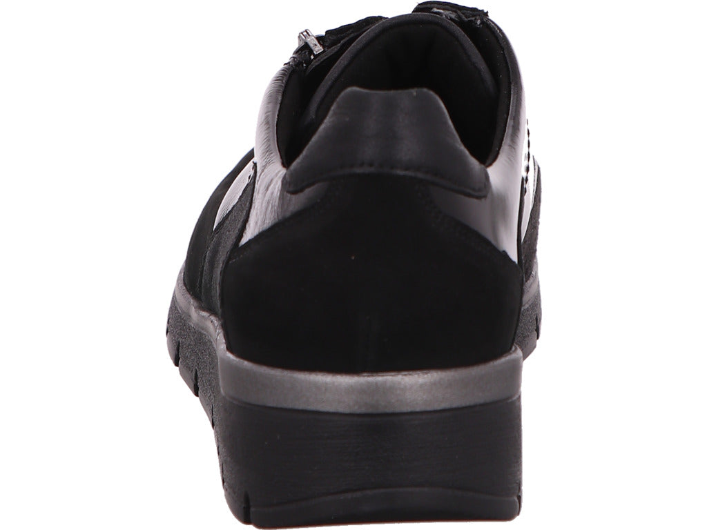 Waldläufer damesschoen met vetersluiting K-Ramona in zwart-composiet