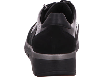 Waldläufer damesschoen met vetersluiting K-Ramona in zwart-composiet