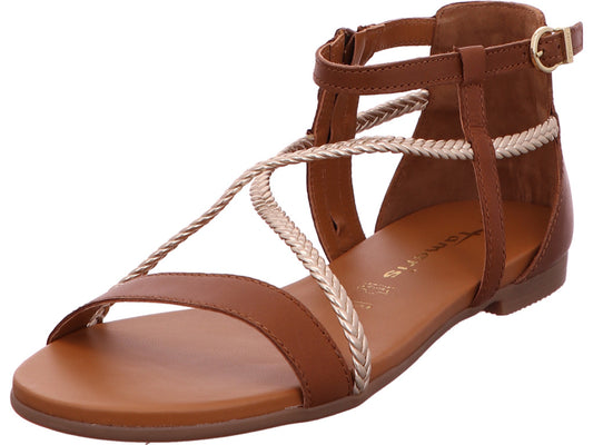 Tamaris Damen Sandalette  in braun-bunt-kombiniert