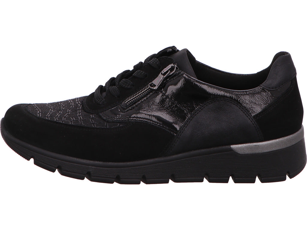 Waldläufer damesschoen met vetersluiting K-Ramona in zwart-composiet