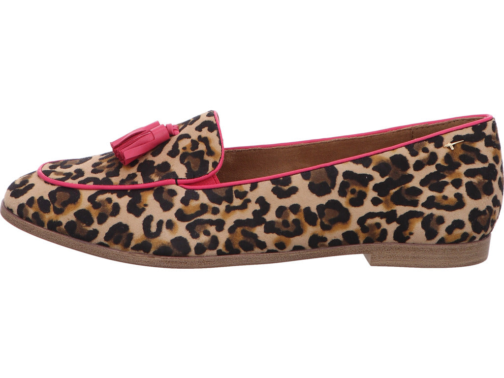 Tamaris damesslippers in een combinatie van bruin en veelkleurig.