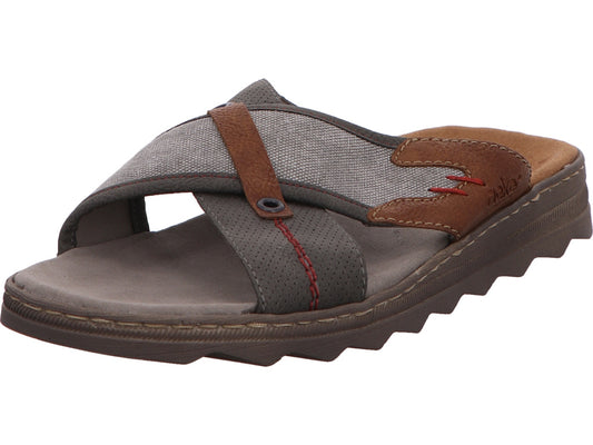 Rieker Herren Pantolette  in grau-bunt-kombiniert