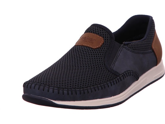 Rieker herenslippers in een blauw-multicolor combinatie