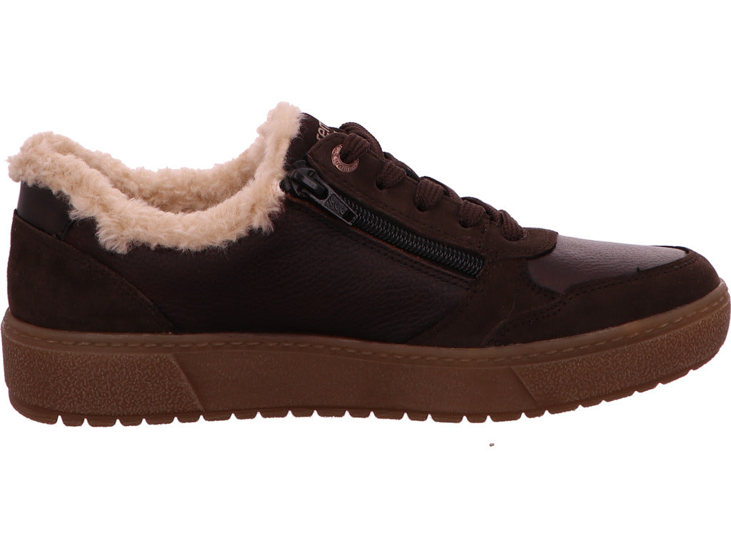 Remonte damessneakers in een combinatie van bruin en meerdere kleuren.