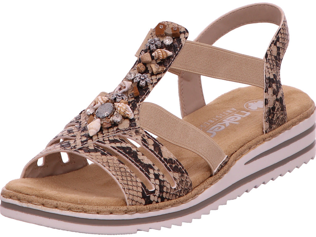 Rieker Damen Sandalette  in beige-bunt-kombiniert