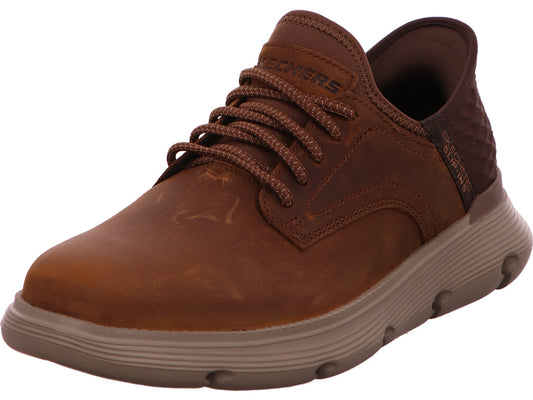 Skechers Delson 3.0 herensneakers in bruin-combinatie