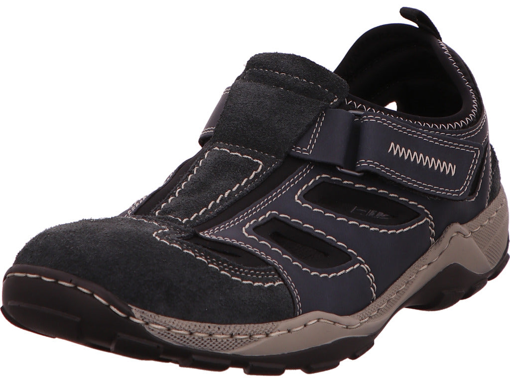 Rieker Herren Slipper  in blau-bunt-kombiniert