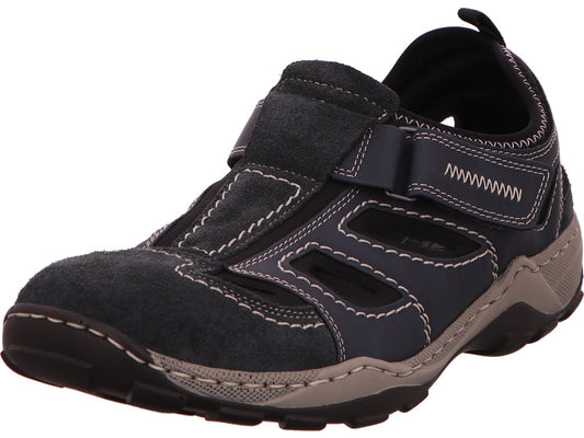 Rieker Herren Slipper  in blau-bunt-kombiniert