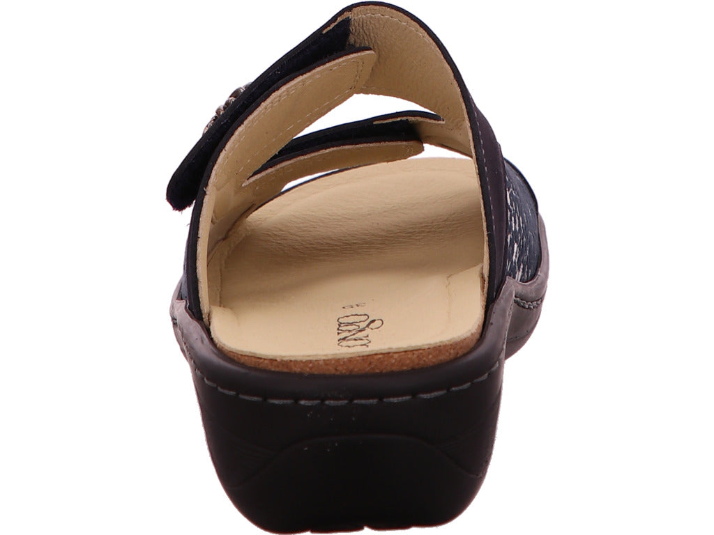 Longo Damen Pantolette  in blau-bunt-kombiniert