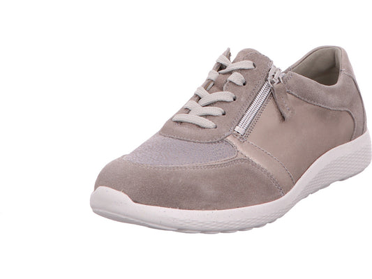 Waldläufer damesschoen M-Ira met veters in een grijs-multicolor combinatie.