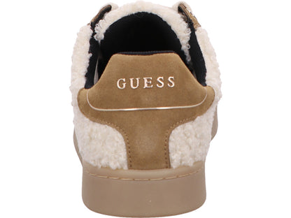 Guess Jrone9 damessneakers in een beige-multicolor combinatie.