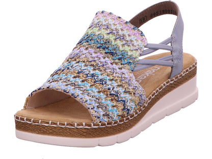 Rieker Damen Sandalette  in blau-bunt-kombiniert