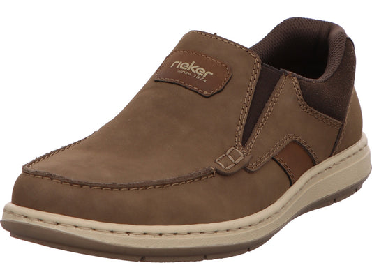 Rieker herenslippers in een combinatie van bruin en veelkleurig.